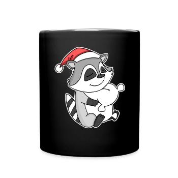 Raccoon Christmas Sleep Sleep Sleep - Full Colour Mug - black - Front