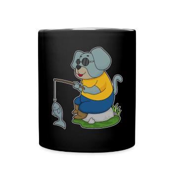 Pêche au poisson Dog Angler - Mug uni - noir - Devant