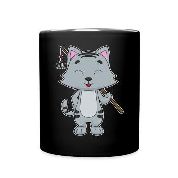 Canne à pêche Cat Angler Canne à pêche - Mug uni - noir - Devant
