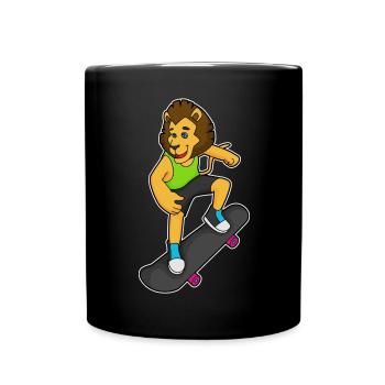 Lion Skater Skateboard - Full Colour Mug - black - Front