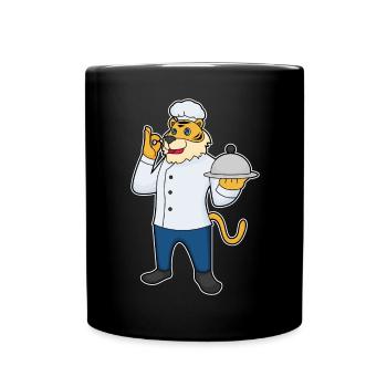 Cuisinier tigre servant la cuisine de cloches - Mug uni - noir - Devant