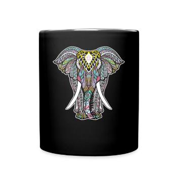Yoga Mandala Elephant For Yoga Lover - Tasse einfarbig - Schwarz - Vorne