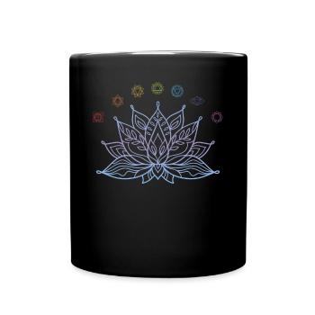 Chakras de fleur de lotus alignés pour les amateurs de yoga - Mug uni - noir - Devant