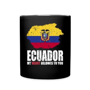 Ecuador Fahne - Tasse einfarbig - Schwarz - Vorne