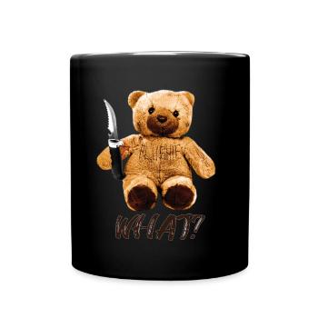 Funny teddy bear with knife what? Murderous teddy bear - Full Colour Mug - black - Front