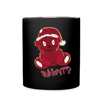Lustiger Weihnachts-Teddy-Albtraum Was? Mörderisch - Tasse einfarbig - Schwarz - Vorne