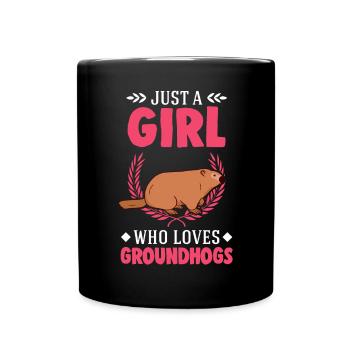 Murmeltier Mädchen Marmot Groundhog Girl - Tasse einfarbig - Schwarz - Vorne