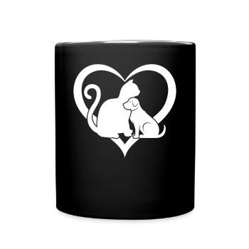 Dog and Cat Lover Dog Lover - Funny Cat & Dog Hear - Tasse einfarbig - Schwarz - Vorne