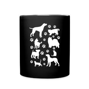 Dog Paws Cat Lover Dog Lover - Cute Cats and Dogs - Tasse einfarbig - Schwarz - Vorne