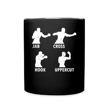 Boxing Martial Arts Boxing Jab Cross Hook Uppercut - Full Colour Mug - black - Front