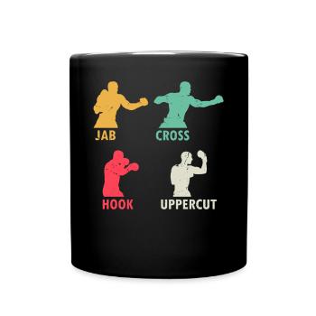 Boxing Jab Cross Hook Uppercut - Martial Arts Boxi - Full Colour Mug - black - Front