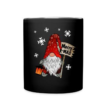 Christmas Gnome mit Schneeflocken X Mas Wichtel - Tasse einfarbig - Schwarz - Vorne