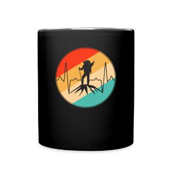 Mountaineering retro heartbeat - Full Colour Mug - black - Front