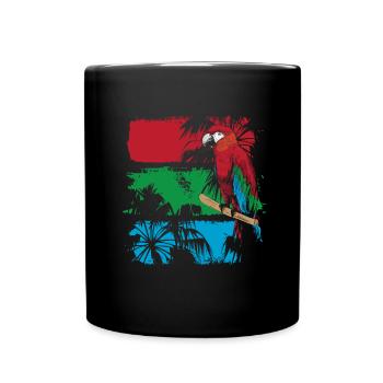 Perroquet coloré sur une branche - Mug uni - noir - Devant