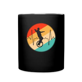 Unicycle Retro Heartbeat - Full Colour Mug - black - Front