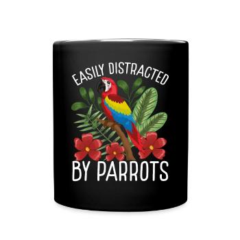 Facilement distrait par les perroquets - Mug uni - noir - Devant