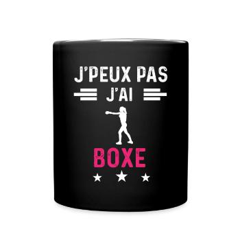 je peux pas j'ai boxe drôle femme - Mug uni - noir - Devant
