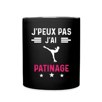 je peux pas j'ai patinage drôle femme - Mug uni - noir - Devant
