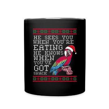 Perroquet de Noël - Mug uni - noir - Devant
