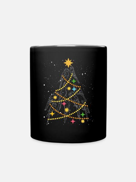 Papageien weihnachtsbaum - Tasse einfarbig - Schwarz