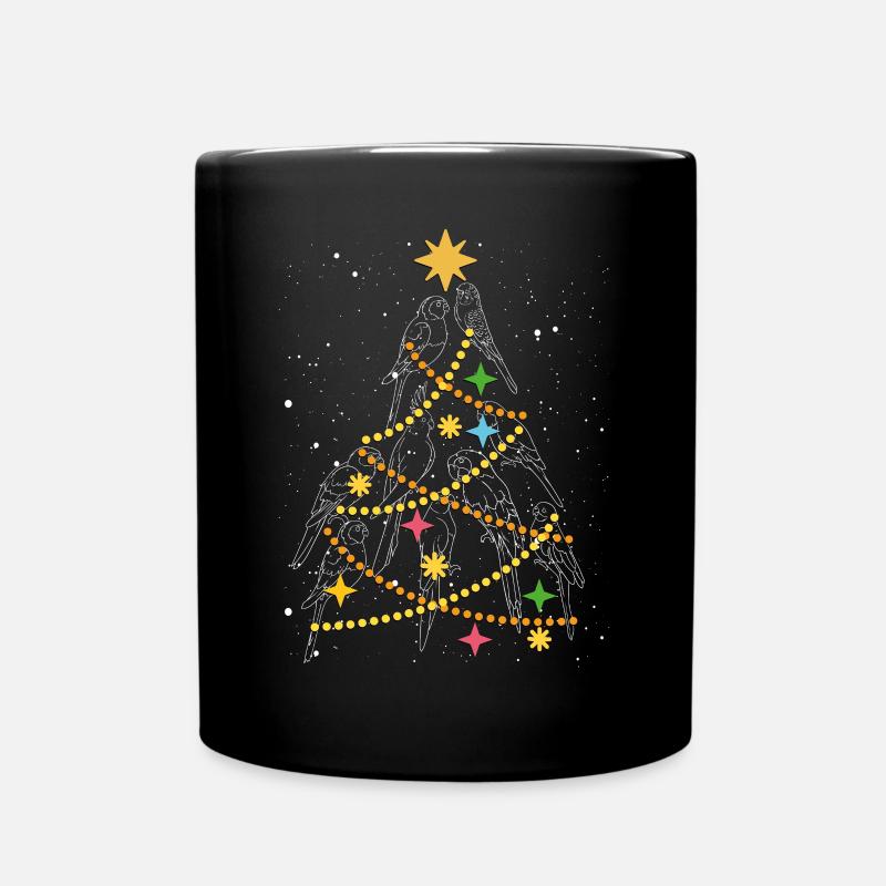 Papageien weihnachtsbaum - Tasse einfarbig - Schwarz