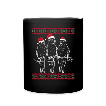Perroquets avec des chapeaux de Père Noël - Mug uni - noir - Devant