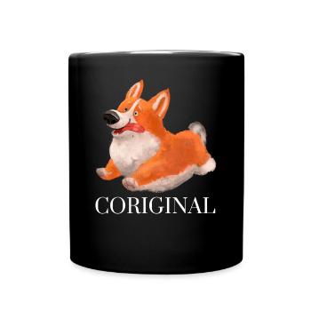 Original Flauschiger Kawaii Hund Niedliches - Tasse einfarbig - Schwarz - Vorne
