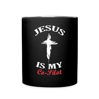 Jésus est mon ami copilote Kreuzheiliger - Mug uni - noir - Devant