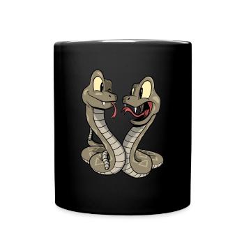 Lustige Cartoon Klapperschlangen - Tasse einfarbig - Schwarz - Vorne