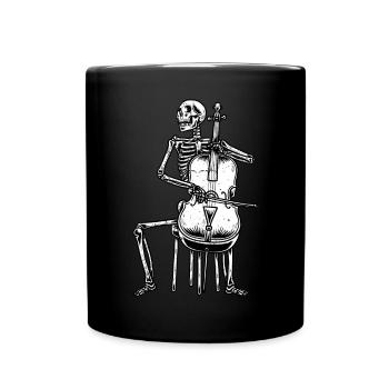 Skelett Halloween Cellospieler Cellist Cello - Tasse einfarbig - Schwarz - Vorne