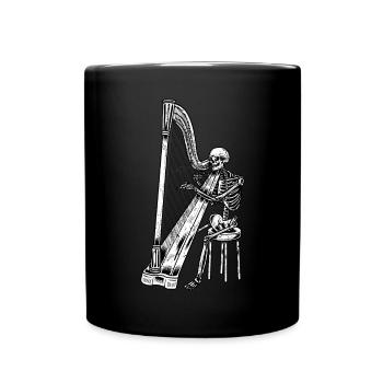 Skelett Halloween-Harfenist Harfenspieler - Tasse einfarbig - Schwarz - Vorne