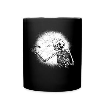 Skelett Halloween Dart Dartpfeile Dartspieler - Tasse einfarbig - Schwarz - Vorne