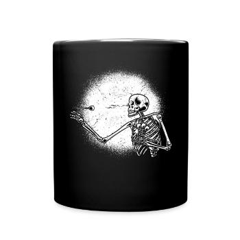 Skelett Halloween Dart Dartpfeile Dartspieler - Tasse einfarbig - Schwarz - Vorne