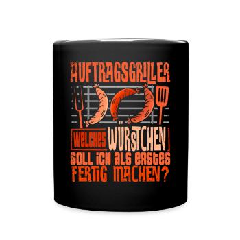Auftragsgriller Grillen Barbecue Bbq Grillmeister - Tasse einfarbig - Schwarz - Vorne