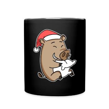 Wild Boar Christmas Sleep Sleep - Full Colour Mug - black - Front