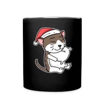 American Wirehair Cat Christmas Sleep Tired - Full Colour Mug - black - Front