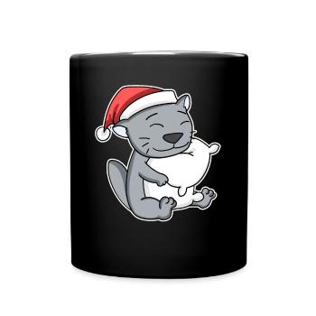 British Shorthair Cat Noël Sommeil Fatigué - Mug uni - noir - Devant