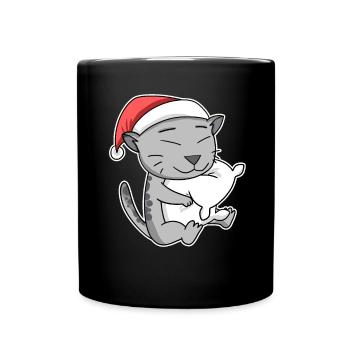 Chat Mau égyptien Noël Sommeil Fatigué - Mug uni - noir - Devant