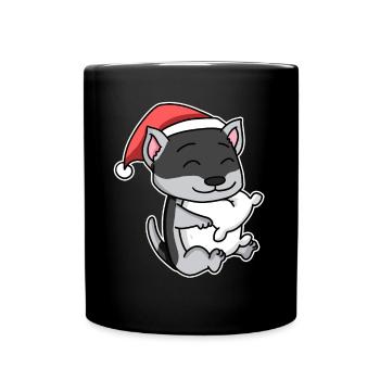 Husky Sibérien Chien Noël Sommeil Fatigué - Mug uni - noir - Devant