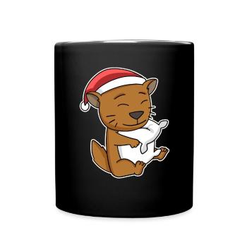 Chat somalien Noël Sleeping Tired - Mug uni - noir - Devant