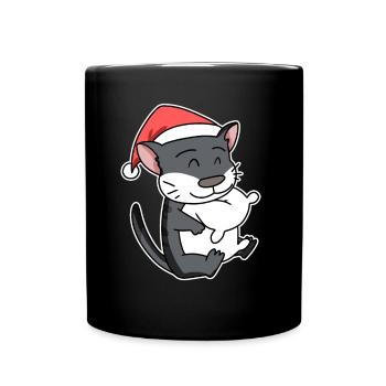 Chat de forêt norvégien Chat Noël endormi - Mug uni - noir - Devant
