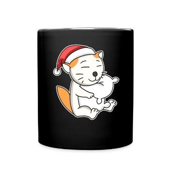 Selkirk Rex Katze Weihnachten Schlafen Müde - Tasse einfarbig - Schwarz - Vorne