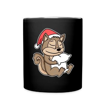 Écureuil Noël Sommeil Sommeil - Mug uni - noir - Devant