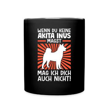 Akita Inu nicht mögen japanischer Spitz - Tasse einfarbig - Schwarz - Vorne