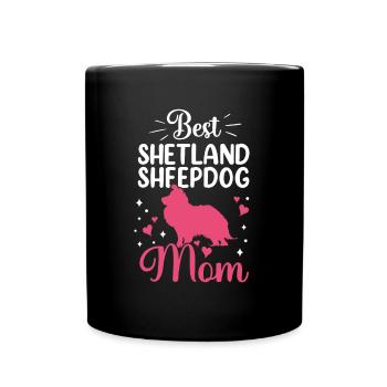 Shetland Sheepdog Mama britischer Sheepdog - Tasse einfarbig - Schwarz - Vorne