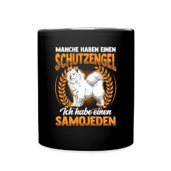 Samojede ist mein Schutzengel Samojedenspitz - Tasse einfarbig - Schwarz - Vorne
