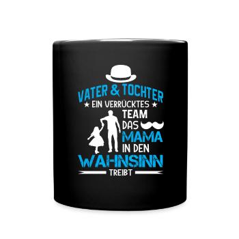 Vater und Tochter Partnerlook Papa Vatertag - Tasse einfarbig - Schwarz - Vorne