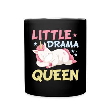 Little Drama Queen Einhorn Zicke Spruch - Tasse einfarbig - Schwarz - Vorne
