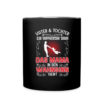 Vater und Tochter Partnerlook Papa Vatertag - Tasse einfarbig - Schwarz - Vorne