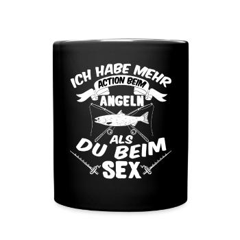 Angelspruch Angler Fischer Humor Anzüglicher - Tasse einfarbig - Schwarz - Vorne